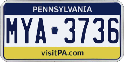 PA license plate MYA3736
