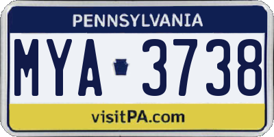 PA license plate MYA3738