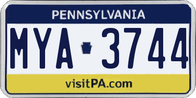 PA license plate MYA3744