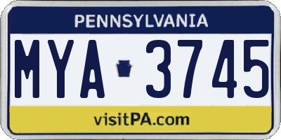 PA license plate MYA3745