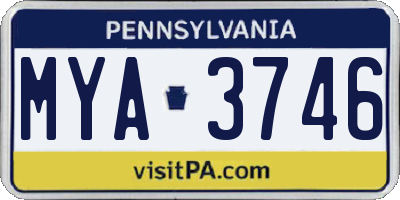 PA license plate MYA3746