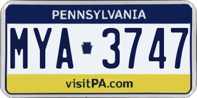 PA license plate MYA3747