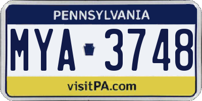PA license plate MYA3748