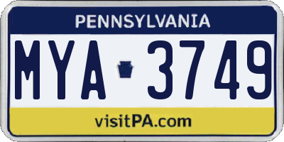 PA license plate MYA3749