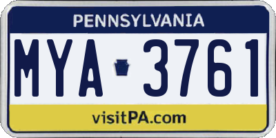PA license plate MYA3761