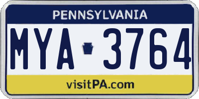 PA license plate MYA3764