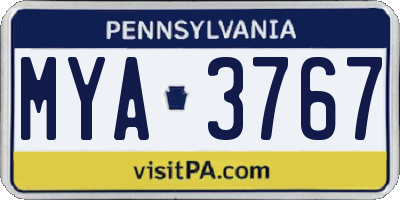 PA license plate MYA3767