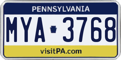 PA license plate MYA3768
