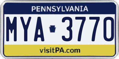 PA license plate MYA3770