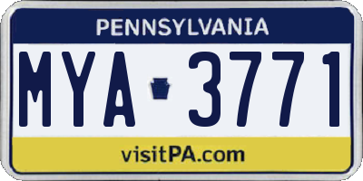 PA license plate MYA3771