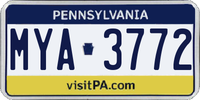 PA license plate MYA3772