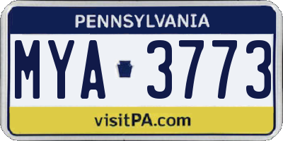 PA license plate MYA3773