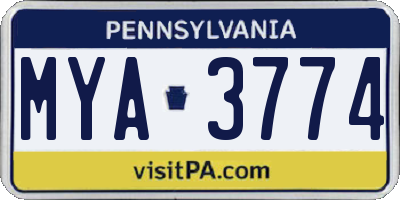 PA license plate MYA3774