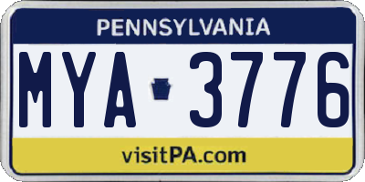 PA license plate MYA3776