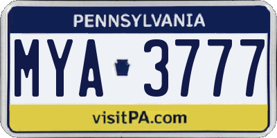 PA license plate MYA3777