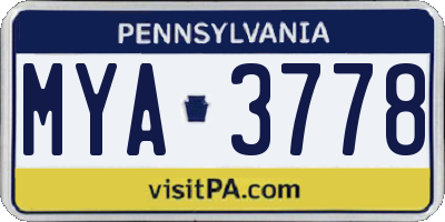 PA license plate MYA3778