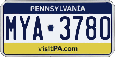 PA license plate MYA3780