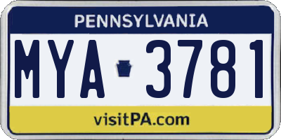 PA license plate MYA3781
