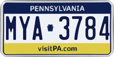 PA license plate MYA3784