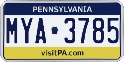 PA license plate MYA3785