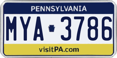 PA license plate MYA3786