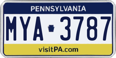 PA license plate MYA3787