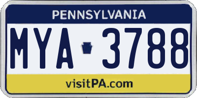 PA license plate MYA3788
