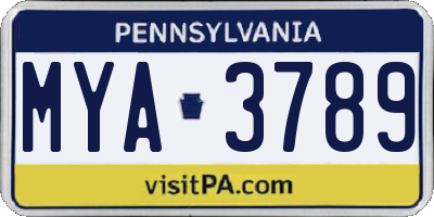 PA license plate MYA3789