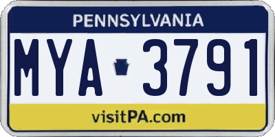 PA license plate MYA3791