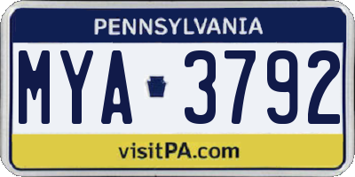PA license plate MYA3792
