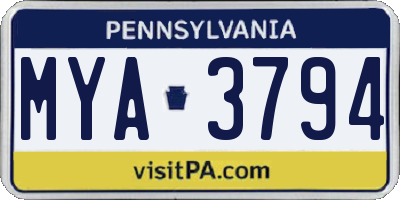PA license plate MYA3794