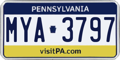 PA license plate MYA3797