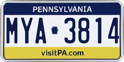 PA license plate MYA3814