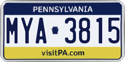 PA license plate MYA3815