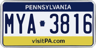 PA license plate MYA3816