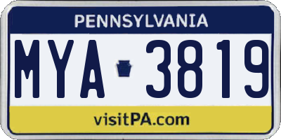 PA license plate MYA3819