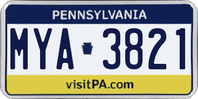 PA license plate MYA3821