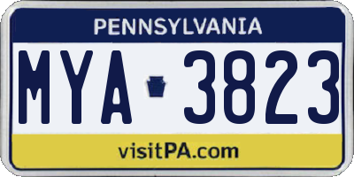 PA license plate MYA3823