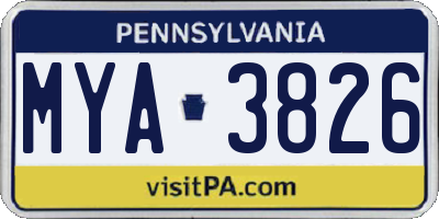 PA license plate MYA3826