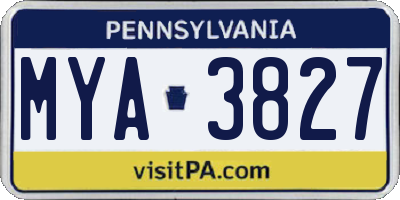 PA license plate MYA3827