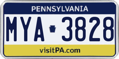 PA license plate MYA3828