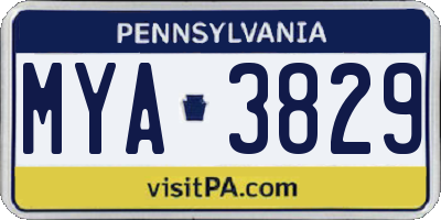 PA license plate MYA3829