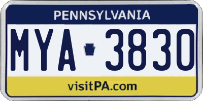 PA license plate MYA3830