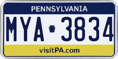 PA license plate MYA3834