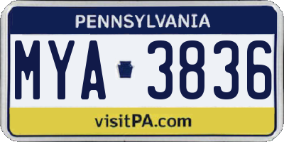 PA license plate MYA3836