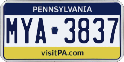 PA license plate MYA3837