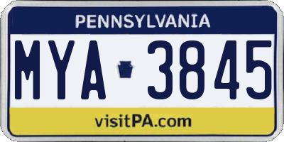 PA license plate MYA3845