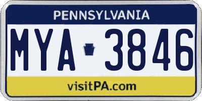 PA license plate MYA3846