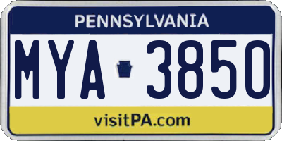 PA license plate MYA3850