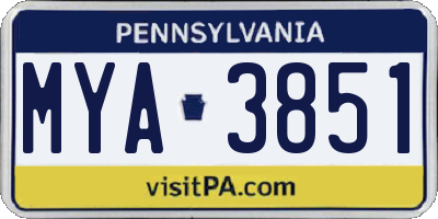 PA license plate MYA3851